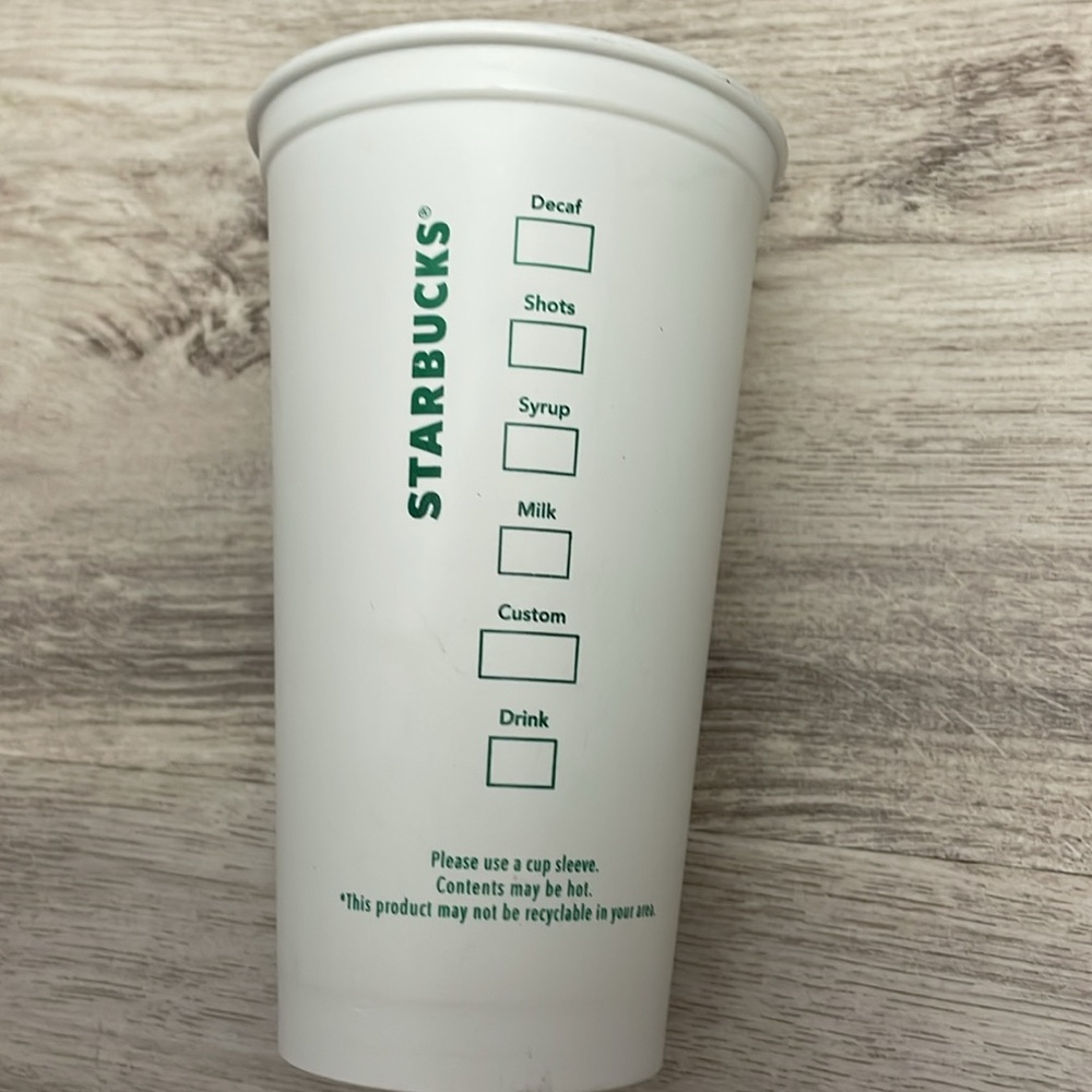 2014 Starbucks White & Green Logo Reusable 16Oz Hot/Cold Plastic Tumbler, no Lid - Picture 5 of 6